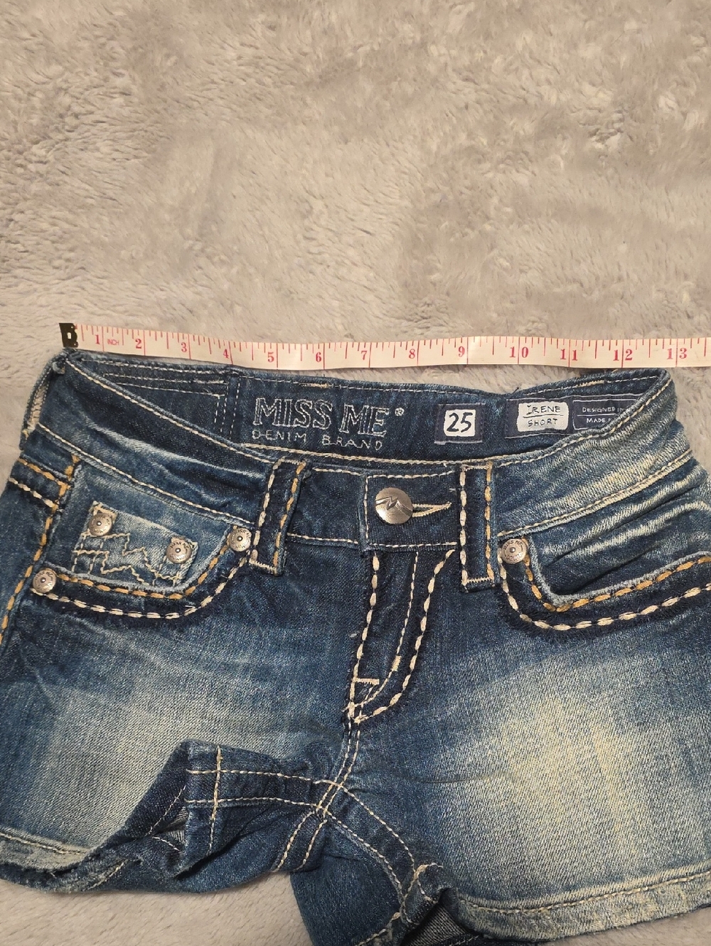Miss Me Blue Embellished Denim Jean Shorts SZ 25 EUC - Picture 5 of 7